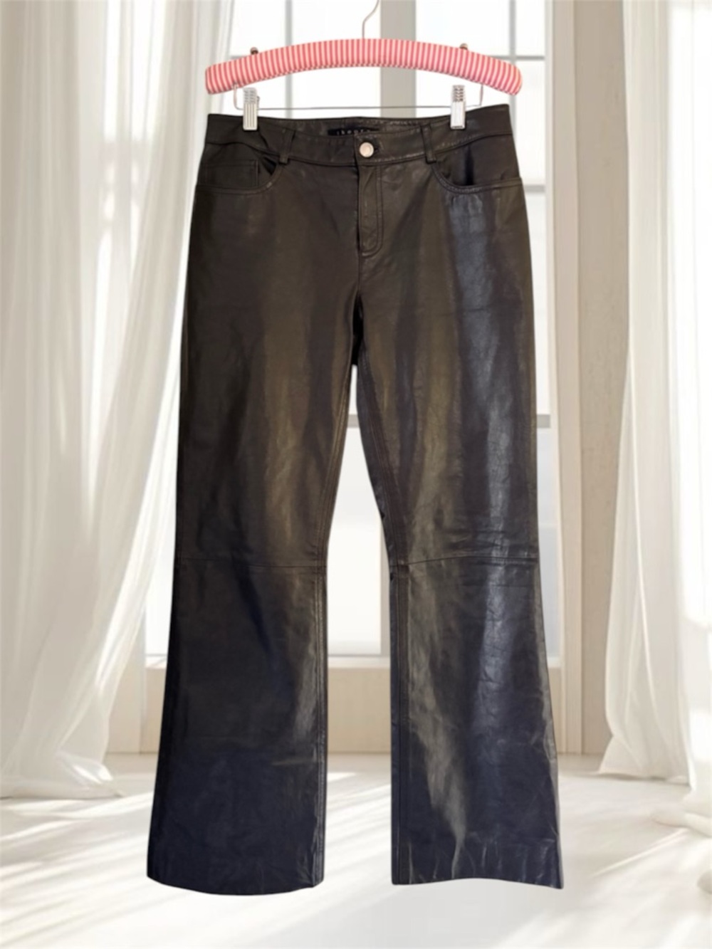 Theory Brown Leather Bootcut Pants Size 6
